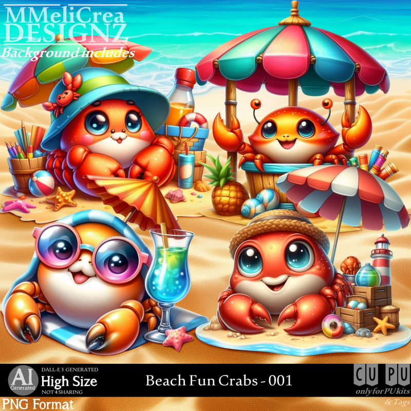 AI - Beach Fun Crabs - CU001 (CU4PU/PNG)